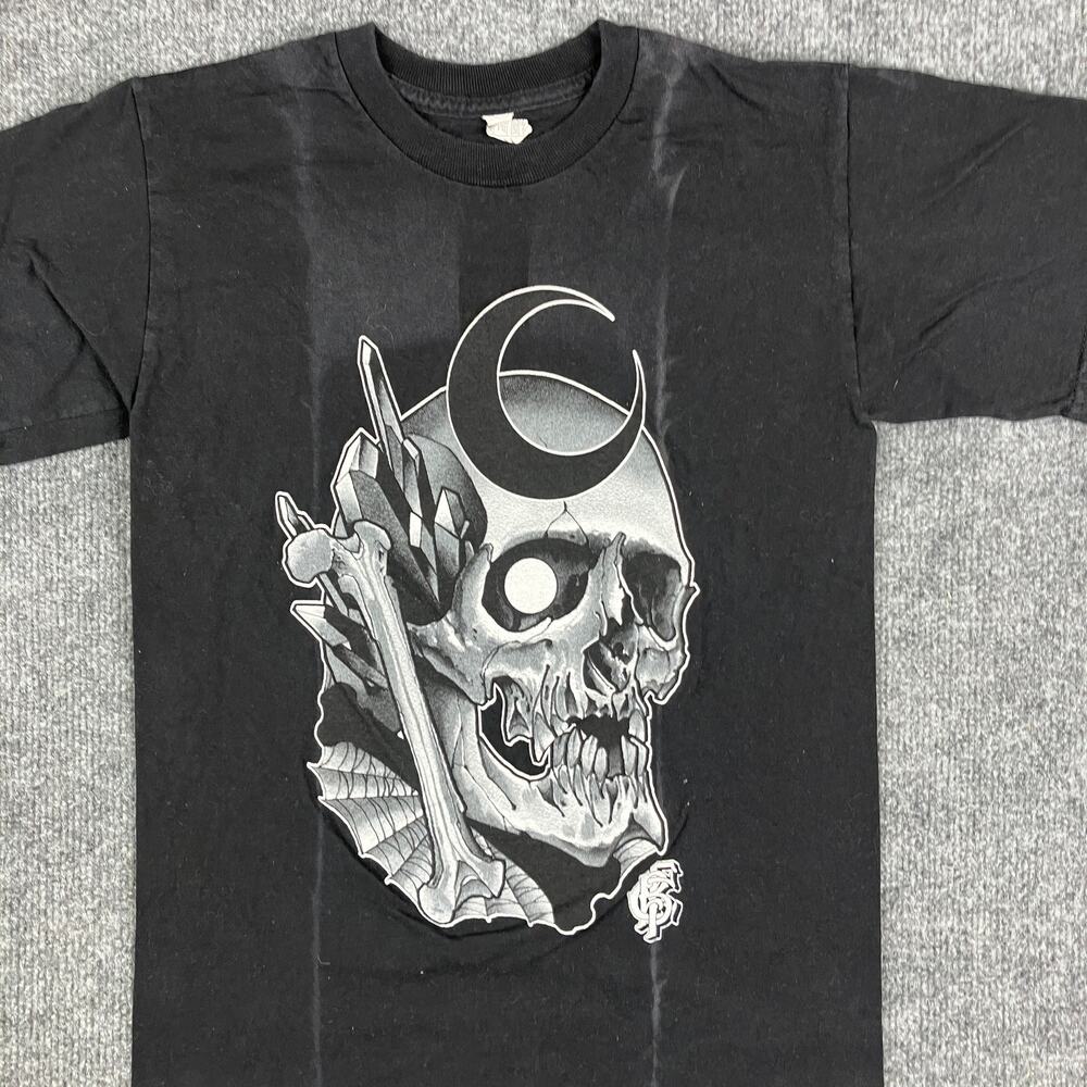 Alstyle T-Shirt Mens S Black Skull Moon Blackstone Tattoo Mike Decay Graphic